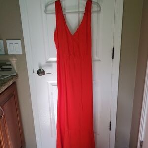 Attic & Barn Josefa Orange Maxi Dress Ruffle Viscose